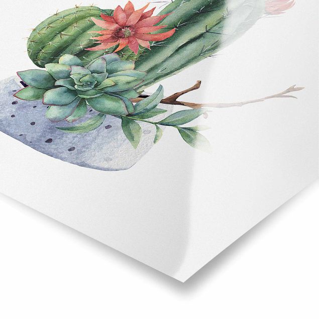 Tableaux Illustration de cactus à l'aquarelle