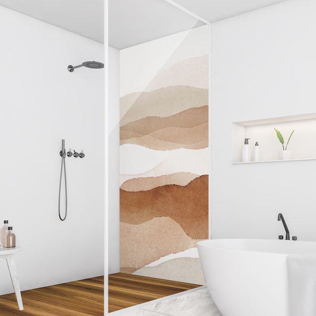 Panneau mural salle de bain Paysage de montagnes de sable à l'aquarelle
