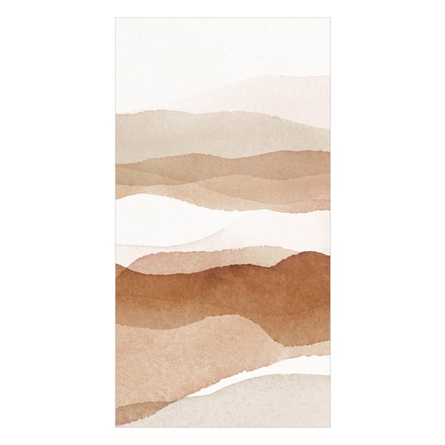 Revêtement mural de douche - Paysage de montagnes de sable à l'aquarelle