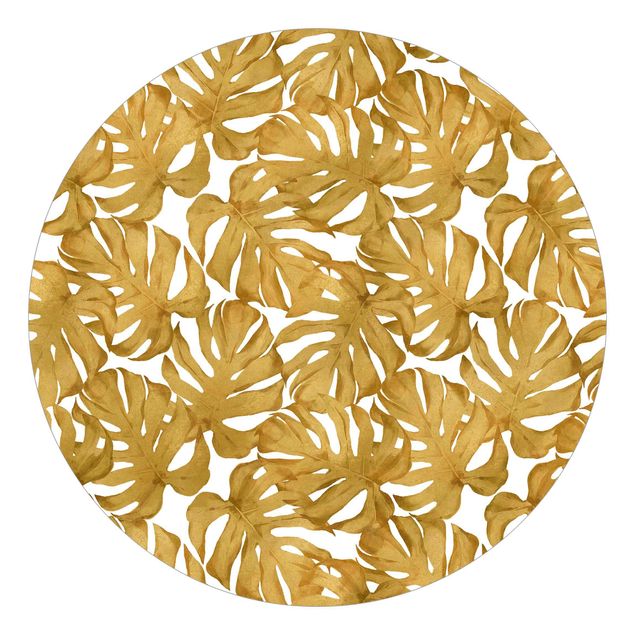 Papier peint doré Feuilles de Monstera en or, aquarellées