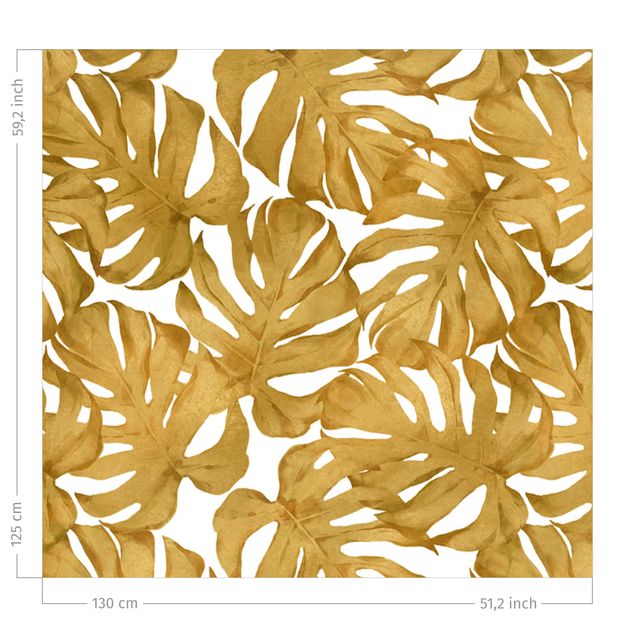 rideaux salon moderne Watercolour Monstera Leaves In Gold