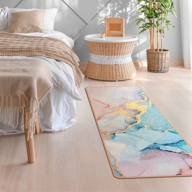 tapis pastel Aquarelle Pastel coloré avec or