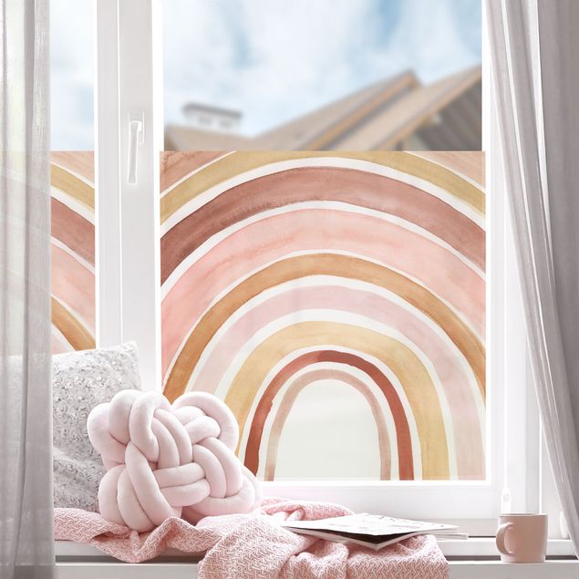 Décoration pour fenêtre - Aquarelle Arc-en-ciel rose