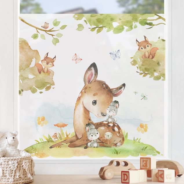Déco chambre bébé Lapin et écureuil à l'aquarelle
