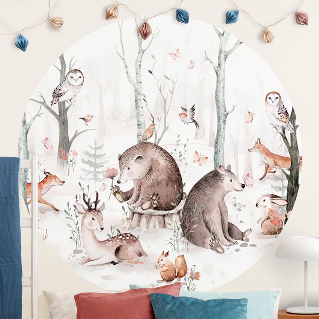 Décoration chambre bébé Amis des animaux de la forêt à l'aquarelle