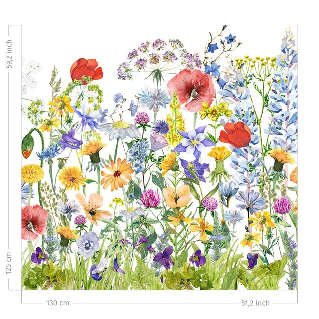 rideaux fleurs Watercolour Flower Meadow