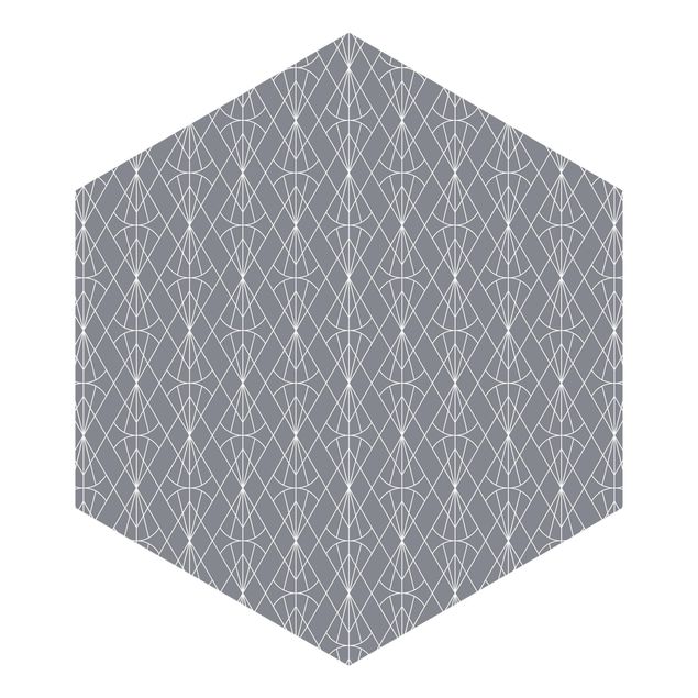 Papier peint gris Art Déco à motif diamant devant gris XXL