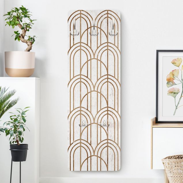 Porte-manteaux muraux avec dessins Art Deco Pattern on Wood