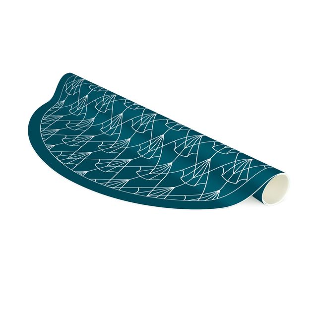 tapis bleu Art Déco Flèches avec bordure