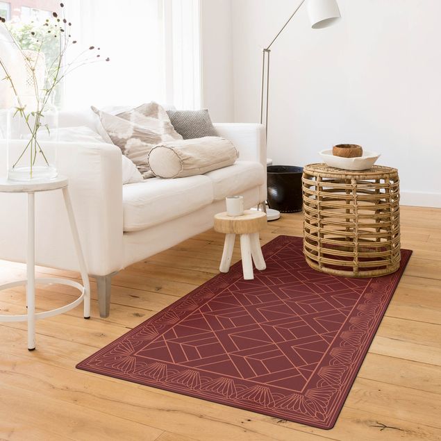 tapis imitation carrelage Art Déco motif de balance avec bordure