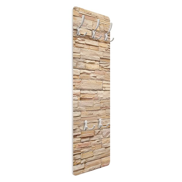 Patère porte manteaux Mur de pierre asiatique - Mur de pierre très lumineux fait de pierres confortables