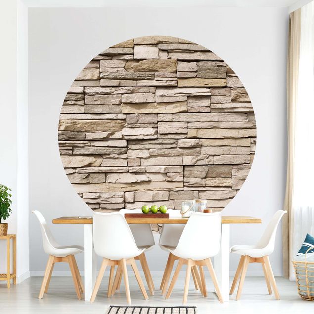 Décorations cuisine Mur de pierre asiatique - Mur de pierre fait de grandes pierres claires