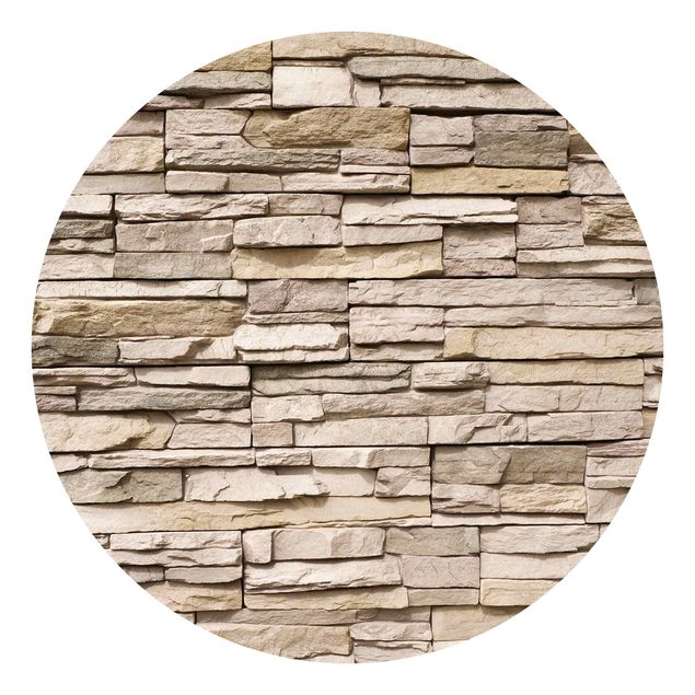 Papier peint moderne Mur de pierre asiatique - Mur de pierre fait de grandes pierres claires