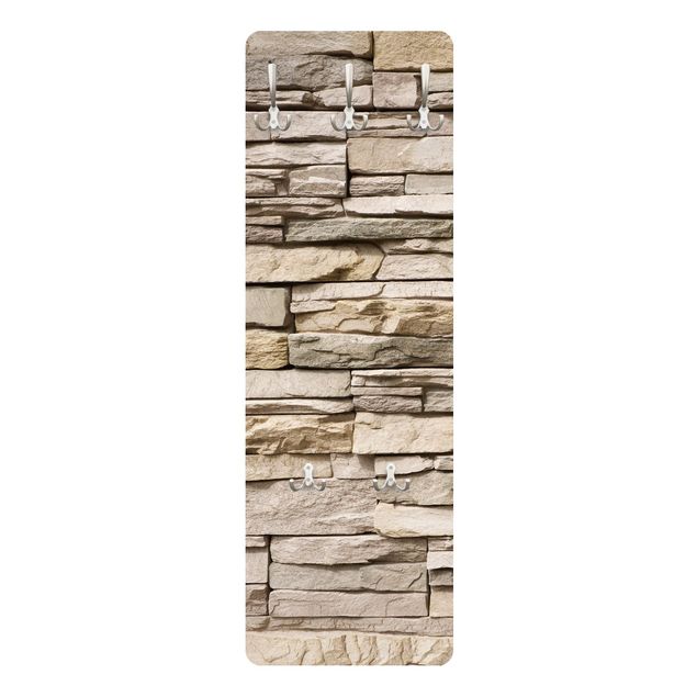 Porte manteaux muraux Mur de pierre asiatique - Mur de pierre fait de grandes pierres claires
