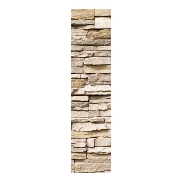 Panneaux coulissants avec dessins Mur de pierre asiatique - Mur de pierre fait de grandes pierres claires