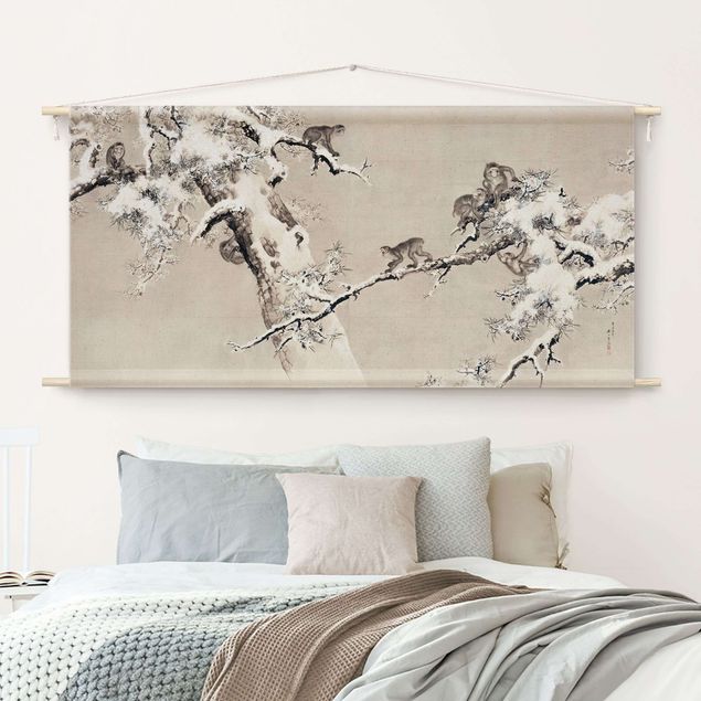 Déco mur cuisine Asian Drawing - Monkeys In The Snow