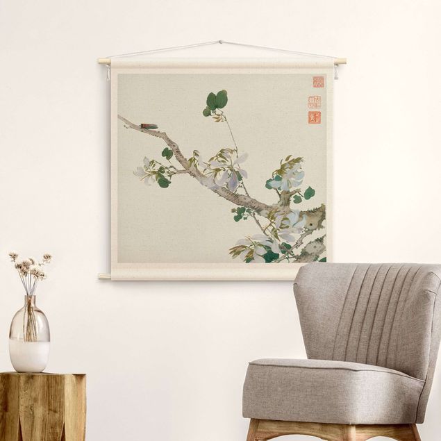 tenture murale xxl Asian Drawing - Branch With Blossoms