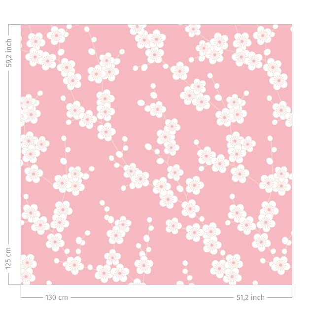 rideaux modernes Asian Cherry Blossom Pattern In Light Pink