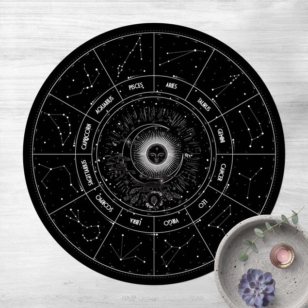 tapis extérieur jardin Astrologie Les 12 Signes du Zodiaque Noir