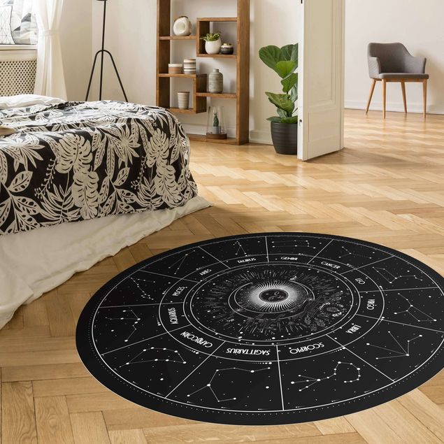 tapis de bain zen Astrologie Les 12 Signes du Zodiaque Noir