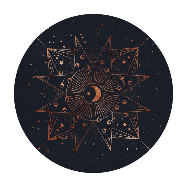 Tapis en vinyle Astrologie Lune Magique Or Bleu