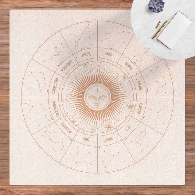 tapis modernes Astrologie Signes du Zodiaque Dans Le Cercle Solaire