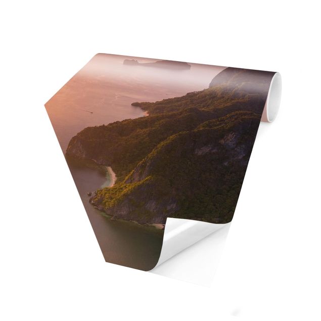 Papier peint panoramique hexagonal Paysage atmosphérique de la côte