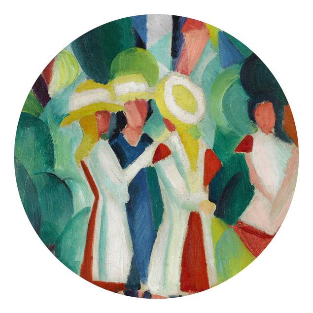 Papiers peints modernes August Macke - Trois filles au chapeau de paille jaune