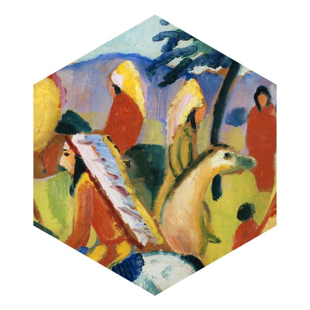 Papier peint panoramique hexagonal August Macke - Les Indiens à cheval