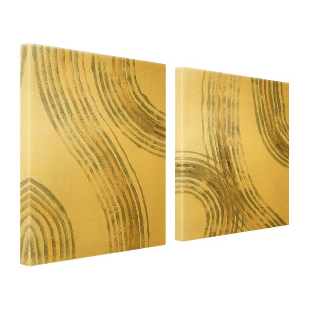 Impression sur toile - Radiating Waves Gold Set