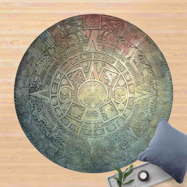 tapis terrasse Décoration aztèque dans un cercle