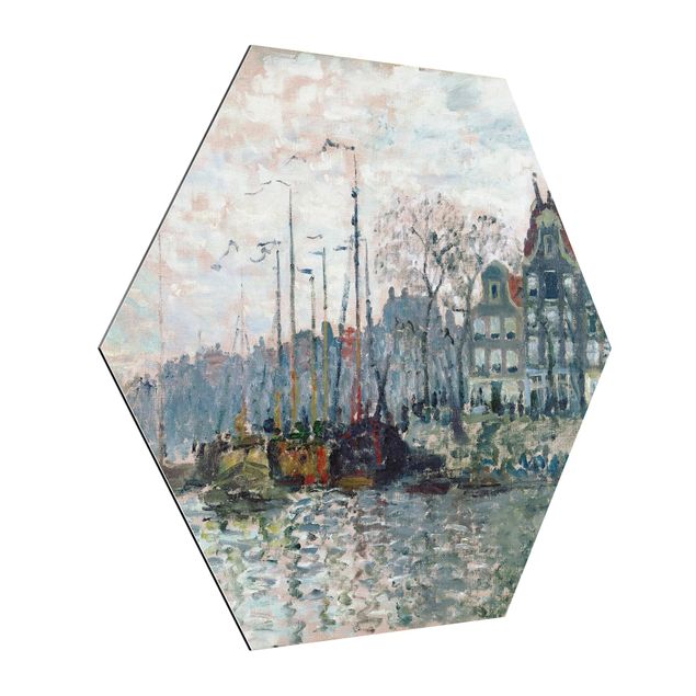 Tableau moderne Claude Monet - Vue du Prins Hendrikkade et du Kromme Waal à Amsterdam