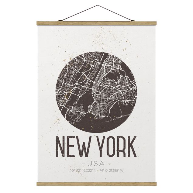 Tableaux mappemonde Plan de la ville de New York - Rétro