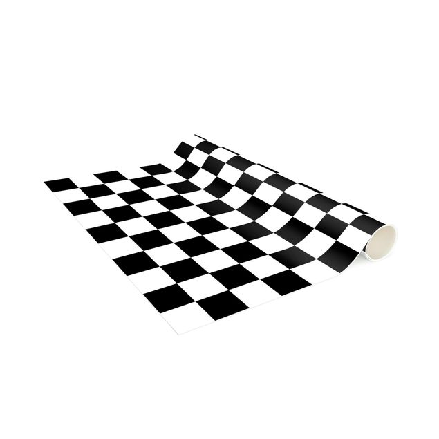 tapis modernes Motif géométrique échiquier noir et blanc
