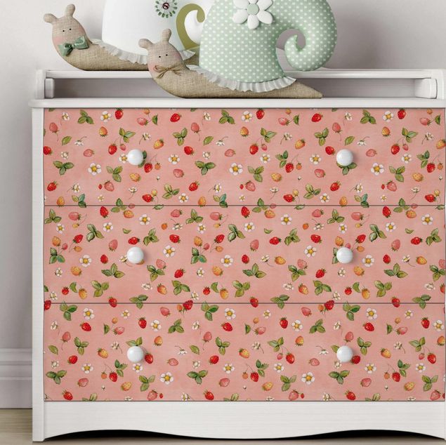 Adhésif meuble motif The Strawberry Fairy - Fleurs de fraises