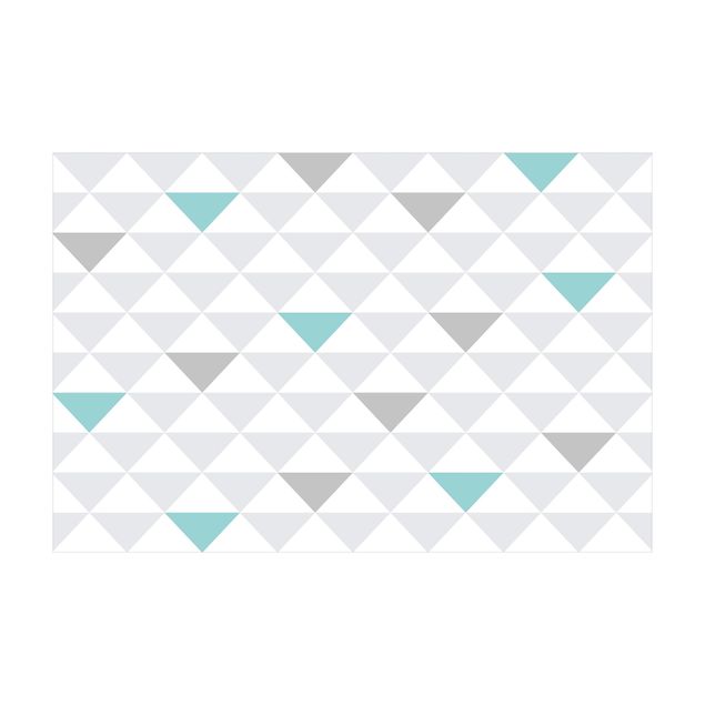 tapis gris No.YK64 Triangles Gris Blanc Turquoise