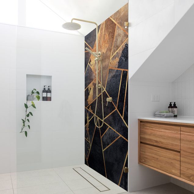 Panneau mural salle de bain Onyx avec or