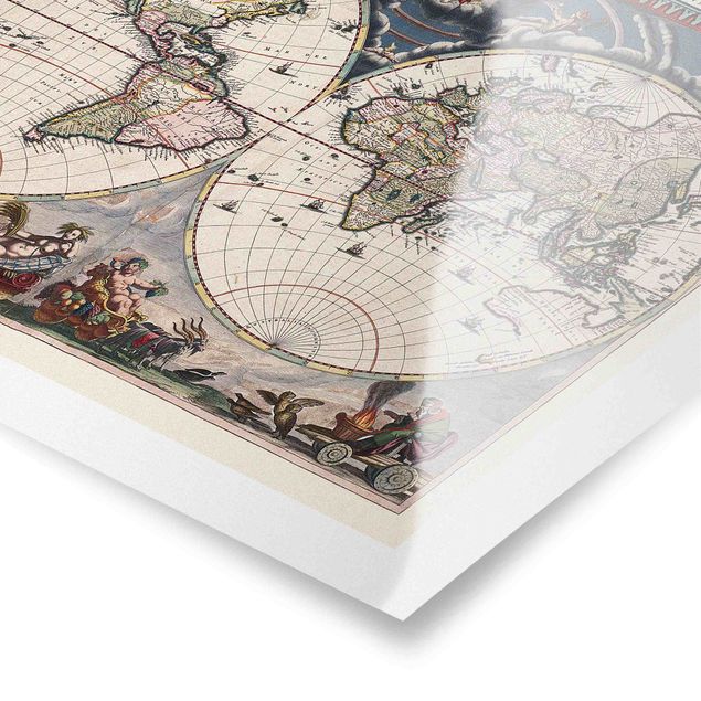 Posters Carte du monde historique Nova et Accuratissima 1664