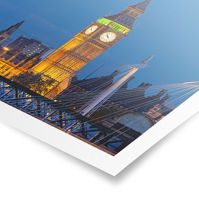 Tableau ville du monde Big Ben et Palais de Westminster à Londres la nuit