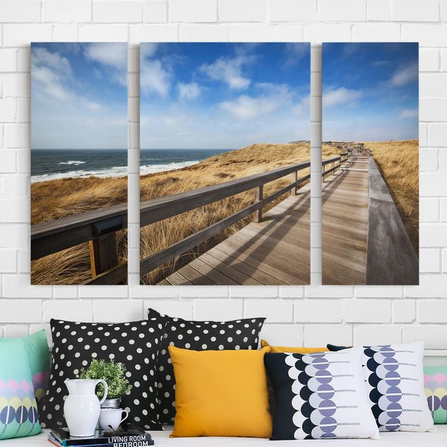 Tableaux sur toile avec dunes Promenade à la mer du Nord