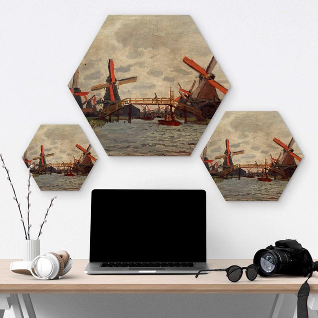 Hexagone en bois - Claude Monet - Windmills in Westzijderveld near Zaandam