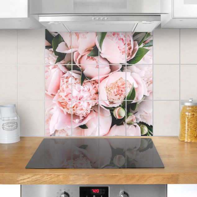 Film adhésif décoratif Pivoines roses avec feuilles