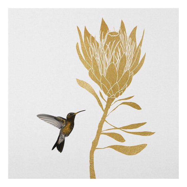 Fonds de hotte - Hummingbird And Tropical Golden Blossom - Carré 1:1