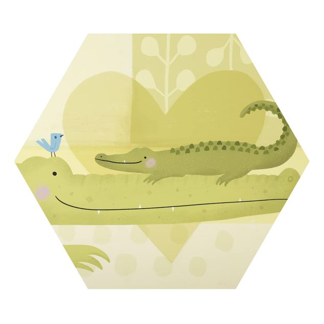 Tableau couleur vert Maman et moi - Crocodiles