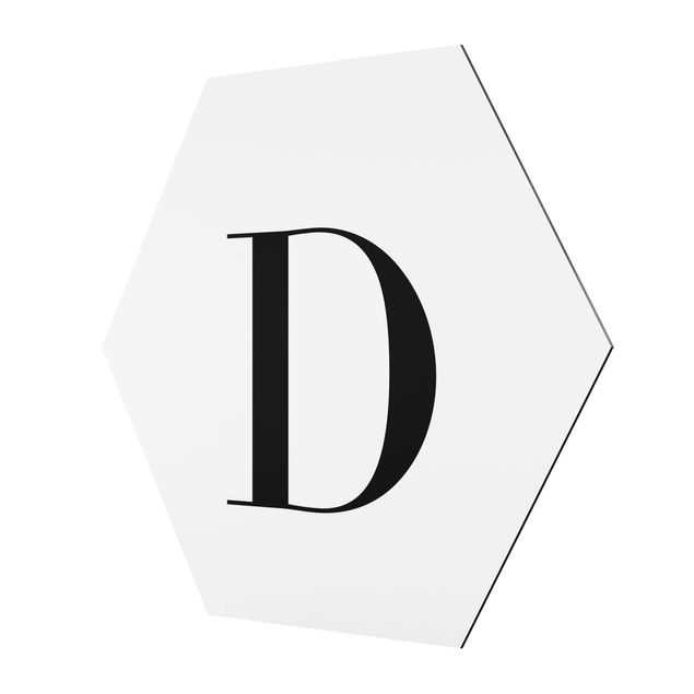 Tableau hexagon Lettre Serif Blanc D