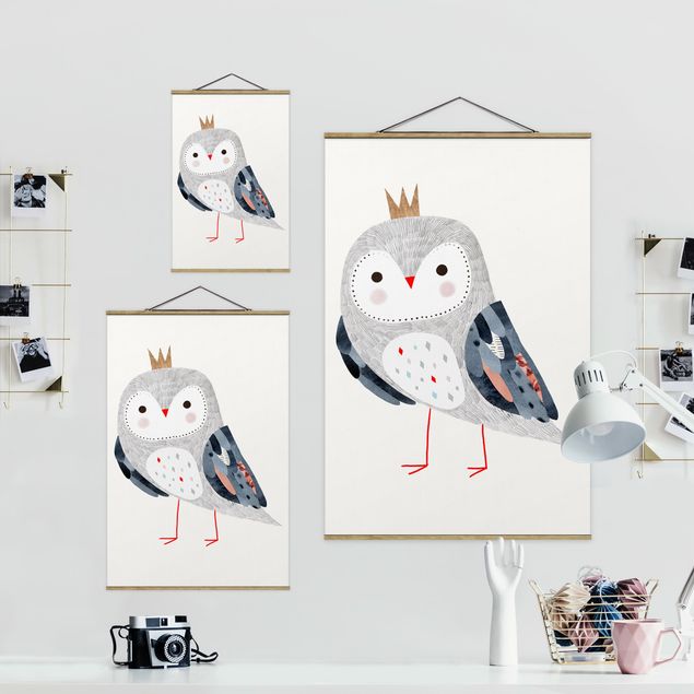 Tableau en tissu avec porte-affiche - Crowned Owl Light
