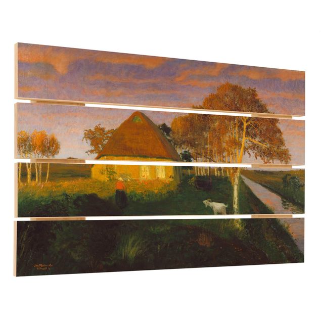 Tableaux de Otto Modersohn Otto Modersohn - Chalet de la lande au soleil du soir