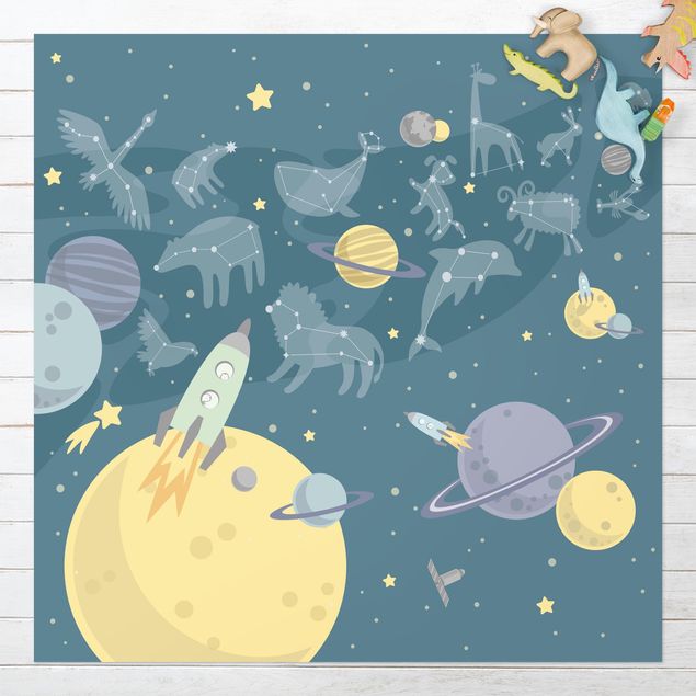 tapis extérieur jardin Planètes avec zodiaque et missiles