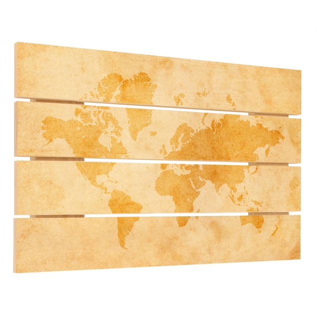 Impression sur bois - Vintage World Map