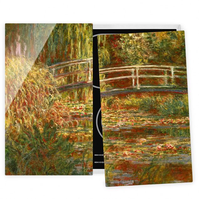 Déco mur cuisine Claude Monet - Bassin aux nymphéas et pont japonais (Harmonie en rose)